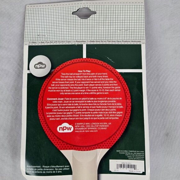 NPW Desktop Table Tennis Portable Ping Pong Paddle Tabletop Set New In Package - Picture 3 of 5